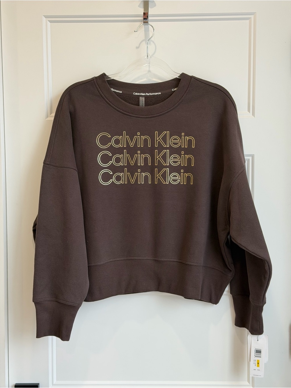 Calvin Klein Chocolate Brown Logo Crewneck Sweatshirt
